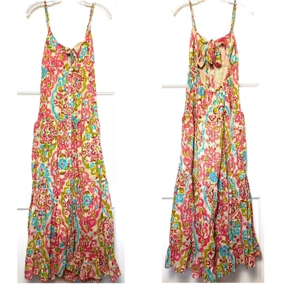 NWT REVOLVE Tile Print Sleeveless Tie Back Cutout Tier Ruffle Babydoll Dress S - Picture 4 of 8